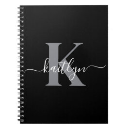 Caderno Espiral Monograma de Letra com Grafia Preta Moderna