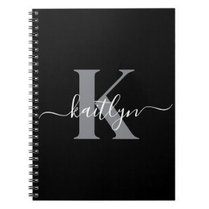 Caderno Espiral Monograma de Letra com Grafia Preta Moderna