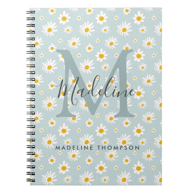 Caderno Espiral Monograma de Letra em Script Azul Turquesa com Dál (Frente)
