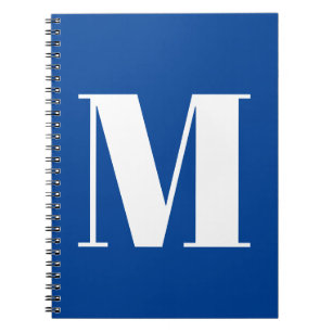 Caderno Espiral Monograma de Letra Inicial Deep Blue Moderno e Ele
