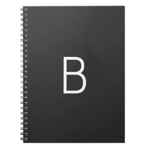 Caderno Espiral Monograma de Letra Inicial Preta Moderno