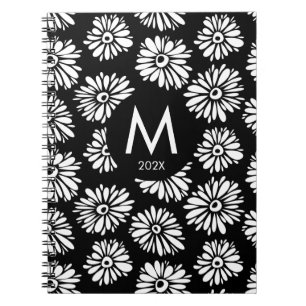 Caderno Espiral Monograma de Margarida Preto e Branco Groovy Minim