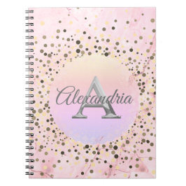 Caderno Espiral Monograma de Mármore Rosa Espetado