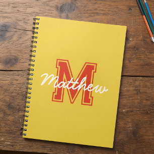 Caderno Espiral Monograma de Meninos Modernos Preparados De Volta 