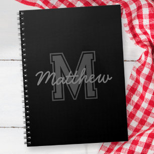 Caderno Espiral Monograma de Meninos Modernos Preparados De Volta 