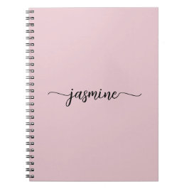 Caderno Espiral Monograma de nome em letra cursiva moderna rosa Gi