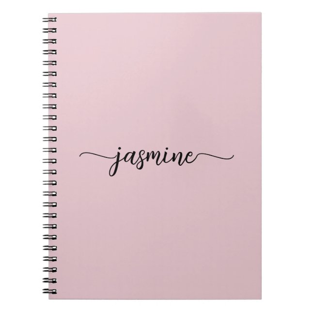 Caderno Espiral Monograma de Nome em Roteiro Moderno Rosa Menina (Frente)