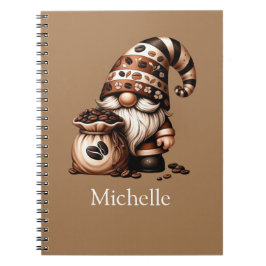 Caderno Espiral Monograma de Nome Inicial Café Gnomo Marrom Branco