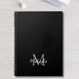 Caderno Espiral Monograma de Nome Personalizado Preto