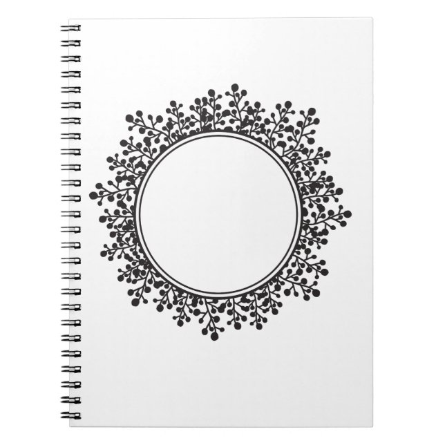 Caderno Espiral Monograma de Nome Personalizável de Quadro Floral (Frente)