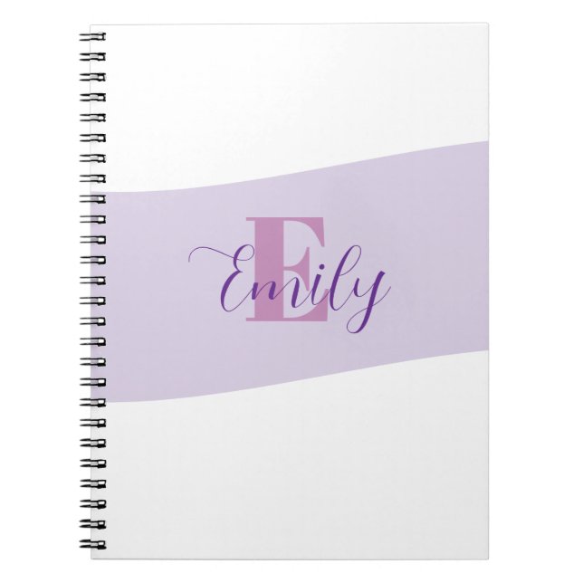 Caderno Espiral  Monograma de Nome Retro Roxo (Frente)