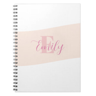 Caderno Espiral Monograma de Nome Rosa Retro Rosa