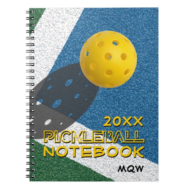 Caderno Espiral Monograma de Qualquer Ano PICKLEBALL (Frente)
