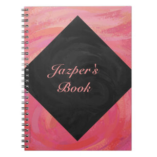 Caderno Espiral Monograma de redemoinho de salmão