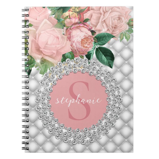 Caderno Espiral Monograma de Rosas Rosa de Ouros Estipulosos (Frente)