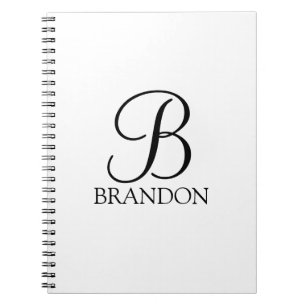 Caderno Espiral Monograma de Script Personalizado e Bloco de Notas