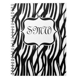 Caderno Espiral Monograma de Zebra Branca/Preta