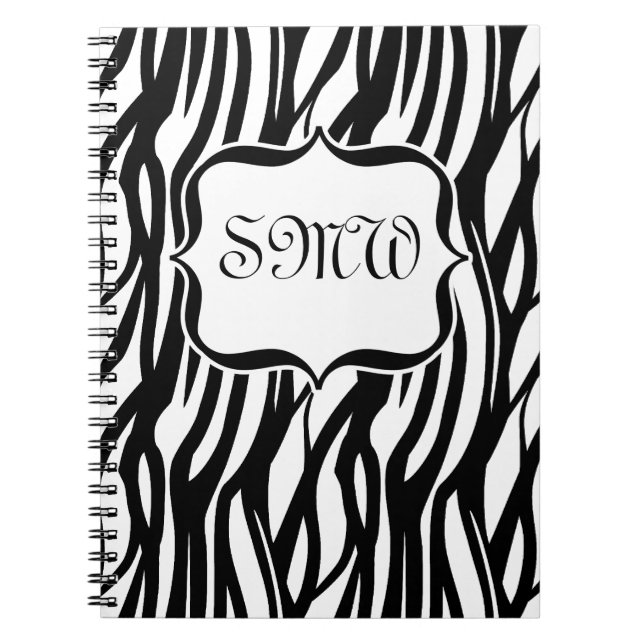Caderno Espiral Monograma de Zebra Branca/Preta (Frente)