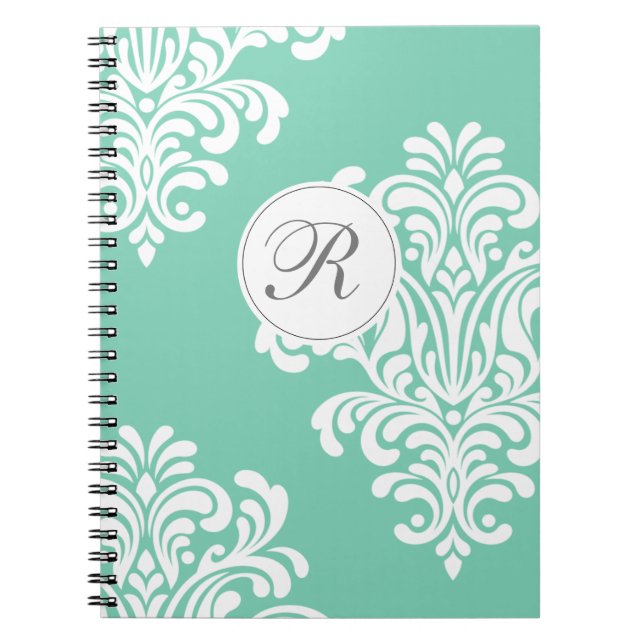 Caderno Espiral Monograma do Damask Elegante (Frente)