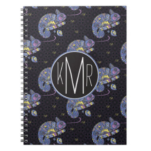 Caderno Espiral Monograma do lagarto de Zentangle