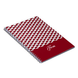 Caderno Espiral Monograma do padrão de som vermelho e branco