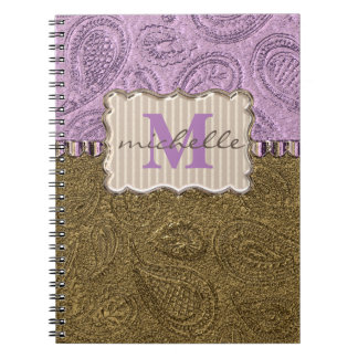 Caderno Espiral Monograma do padrão Paisley