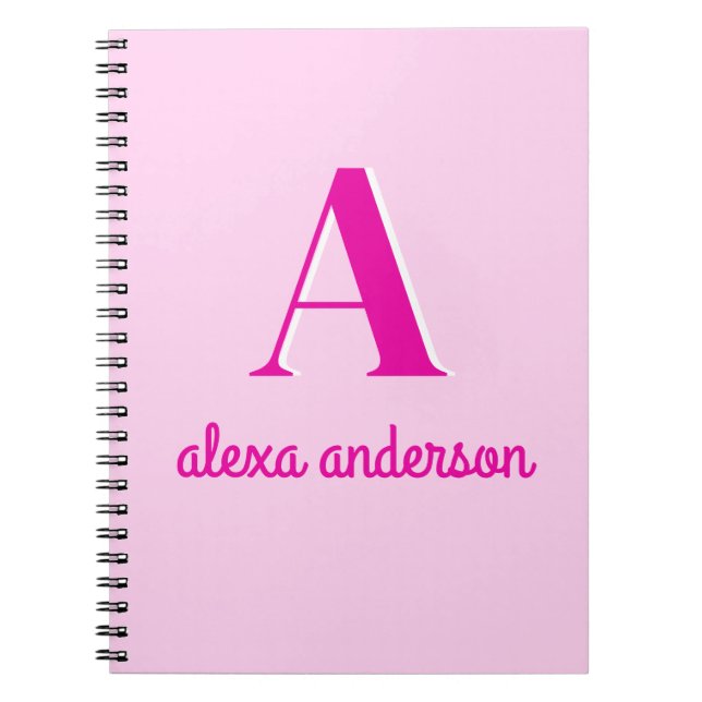 Caderno Espiral Monograma Dolly Retro Rosa Quente (Frente)