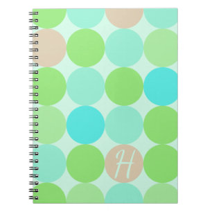 Caderno Espiral Monograma dos Círculos Azul e Laranja