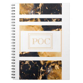 Caderno Espiral Monograma Dourado Azul Escuro