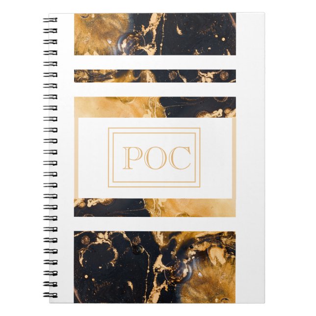 Caderno Espiral Monograma Dourado Azul Escuro (Frente)