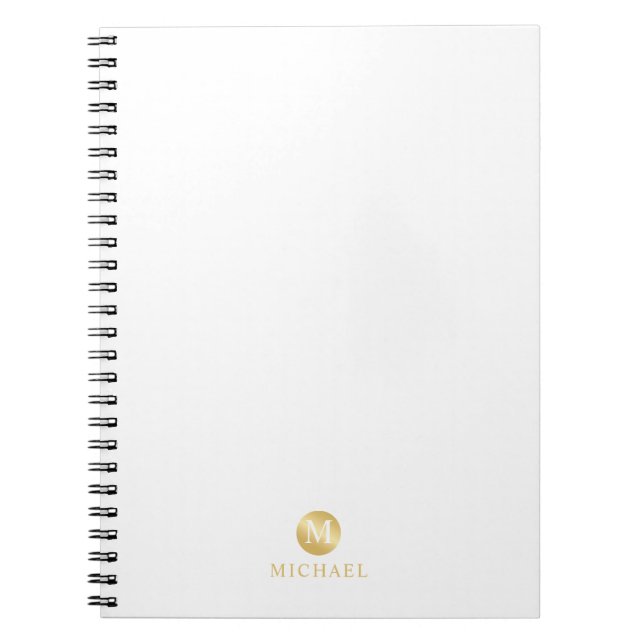 Caderno Espiral Monograma Dourado e branco de luxo (Frente)
