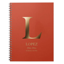 Caderno Espiral Monograma Dourado Personalizado | Terracotta