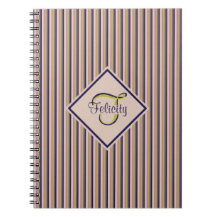 Caderno Espiral Monograma Dourado, violeta, púrpura e cor-de-rosa