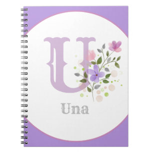 Caderno Espiral Monograma e nome com flores