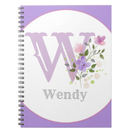 Caderno Espiral Monograma e Nome com Flores