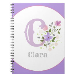 Caderno Espiral Monograma e Nome com Flores