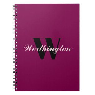Caderno Espiral Monograma e Nome de Menina rosa cereja vermelho