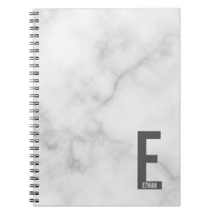 Caderno Espiral Monograma e Nome de Negrito Personalizado Moderno