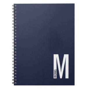 Caderno Espiral Monograma e Nome de Negrito Personalizado Moderno