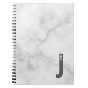 Caderno Espiral Monograma e Nome de Negrito Personalizado Moderno