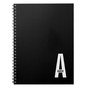 Caderno Espiral Monograma e Nome de Negrito Personalizado Moderno