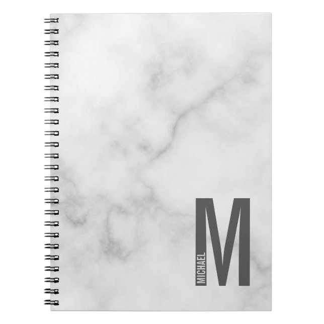 Caderno Espiral Monograma e Nome de Negrito Personalizado Moderno (Frente)