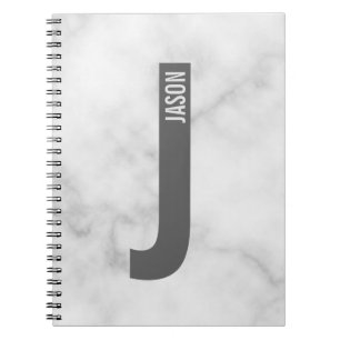Caderno Espiral Monograma e Nome de Negrito Personalizado Moderno