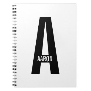 Caderno Espiral Monograma e Nome de Negrito Personalizado Moderno
