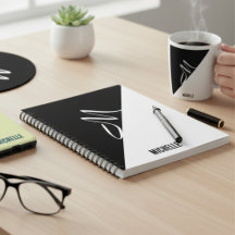 Monograma e Nome Minimalista Preto e Branco Person