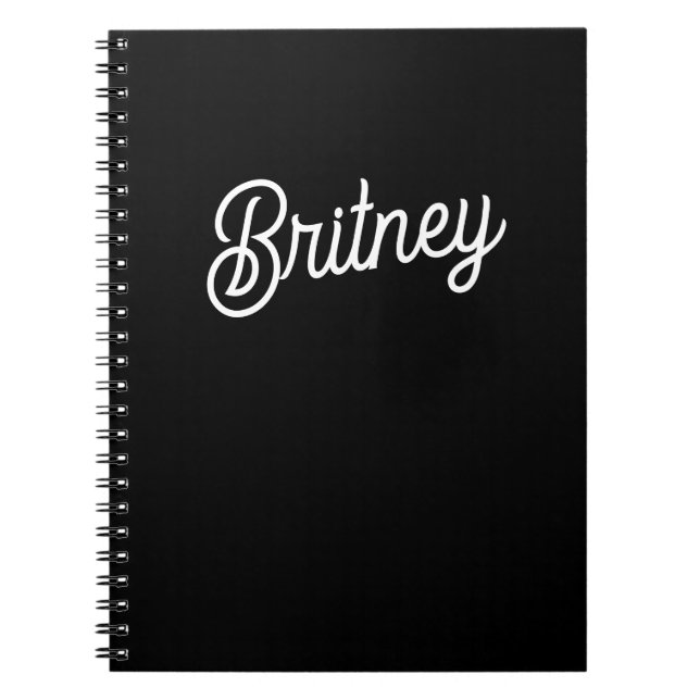 Caderno Espiral Monograma e Nome Personalizados de Branco Preto Mo (Frente)