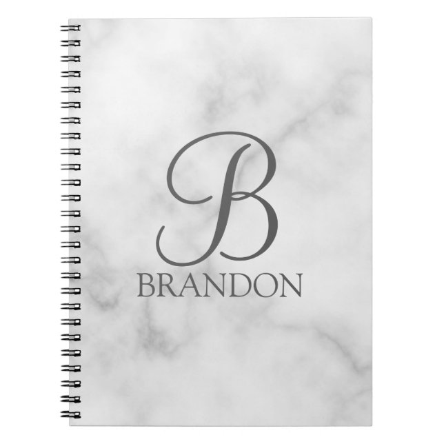 Caderno Espiral Monograma e Nome Personalizados de Script de Ângul (Frente)