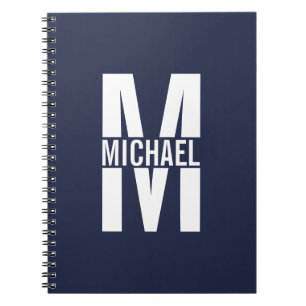 Caderno Espiral Monograma e Nome Personalizados Pretos