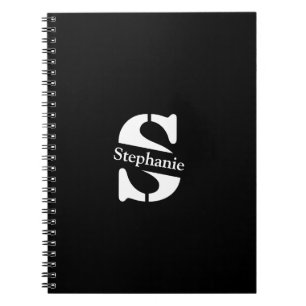 Caderno Espiral Monograma e nome profissional clássico simples