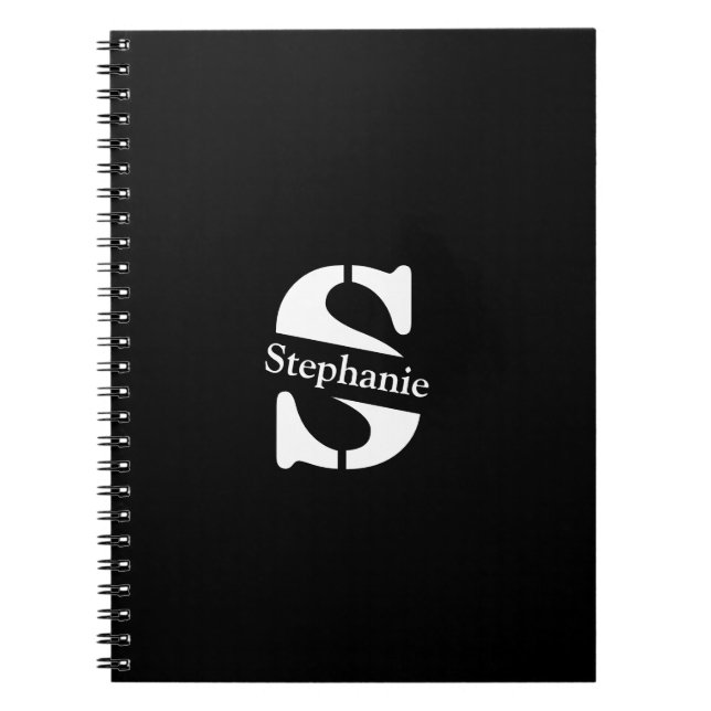 Caderno Espiral Monograma e nome profissional clássico simples (Frente)